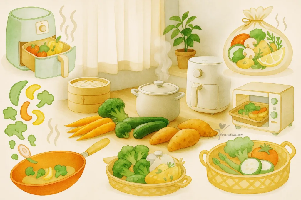 Método-de-Coción-Veganafeliz Métodos de cocción veganafeliz, saludables, fáciles y llenos de sabor
