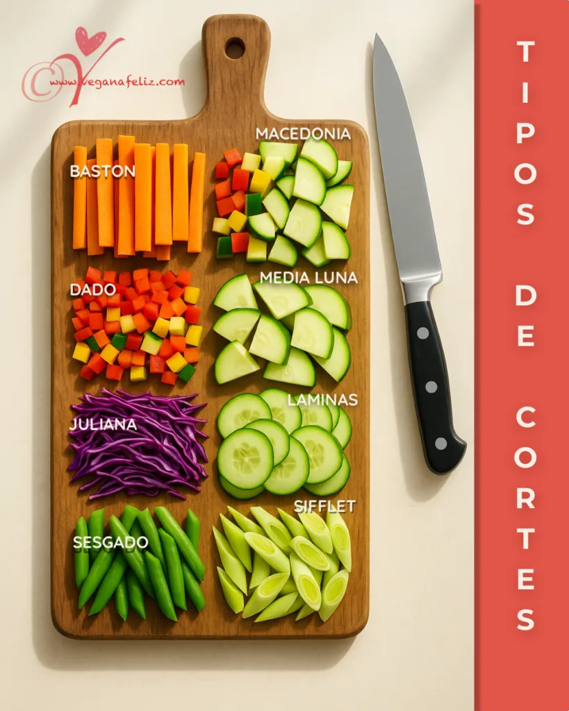 Tipos de cortes culinarios veganos